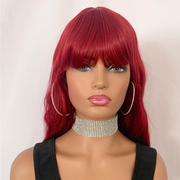 Long Gorgeous Vibrant Red Premium Fiber “Put On & Go” Wig with Bangs 🥰 - Picture 9 of 13